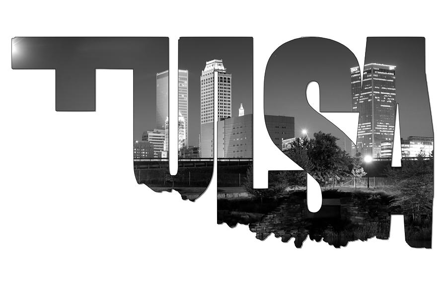 900x570 Tulsa Oklahoma Typographic Letters - Tulsa Skyline Painting