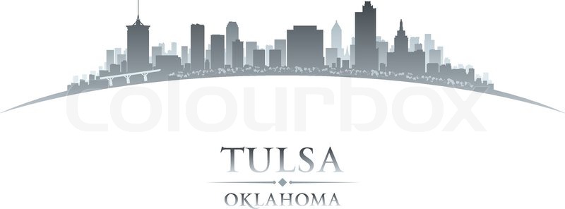 800x296 Tulsa Oklahoma City Skyline Silhouette. Vector Illustration - Tulsa Skyline Painting