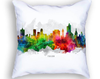 340x270 Tulsa Skyline Painting Tulsa Wall Art Cityscape Tulsa - Tulsa Skyline Painting