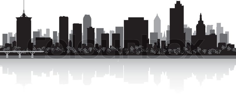 800x318 Tulsa City Skyline Silhouette Stock Vector Colourbox - Tulsa Skyline Painting
