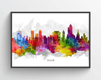 340x270 Tulsa Skyline Art Etsy - Tulsa Skyline Painting