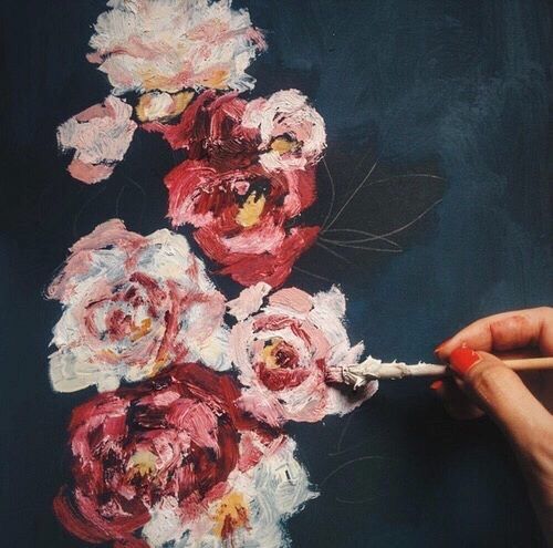 500x495 Art, Peintres, Fleurs, Grunge, Peinture, Rose, Tumblr Traits De - Tumblr Painting