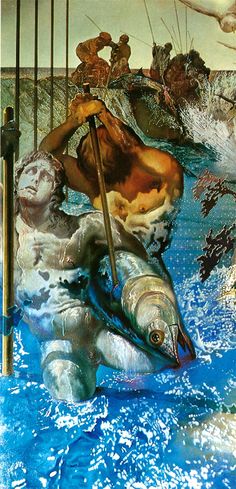 236x489 Paris, 1967. Dali In Front Of His Painting Tuna Fishing - Tuna Fishing Painting