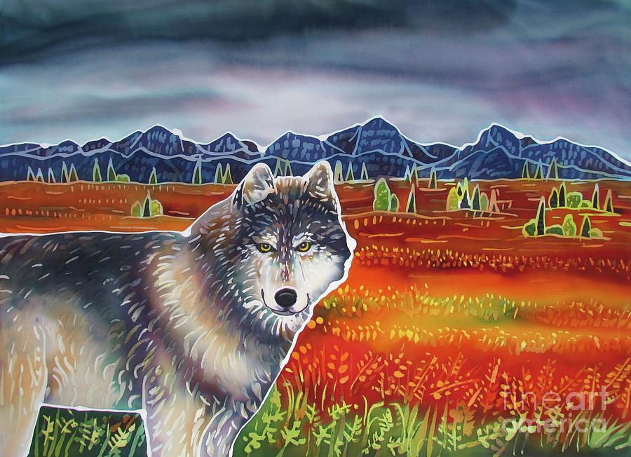 900x652 Wolf In The Autumn Tundra Painting By Harriet Pecktaylor - Tundra Painting