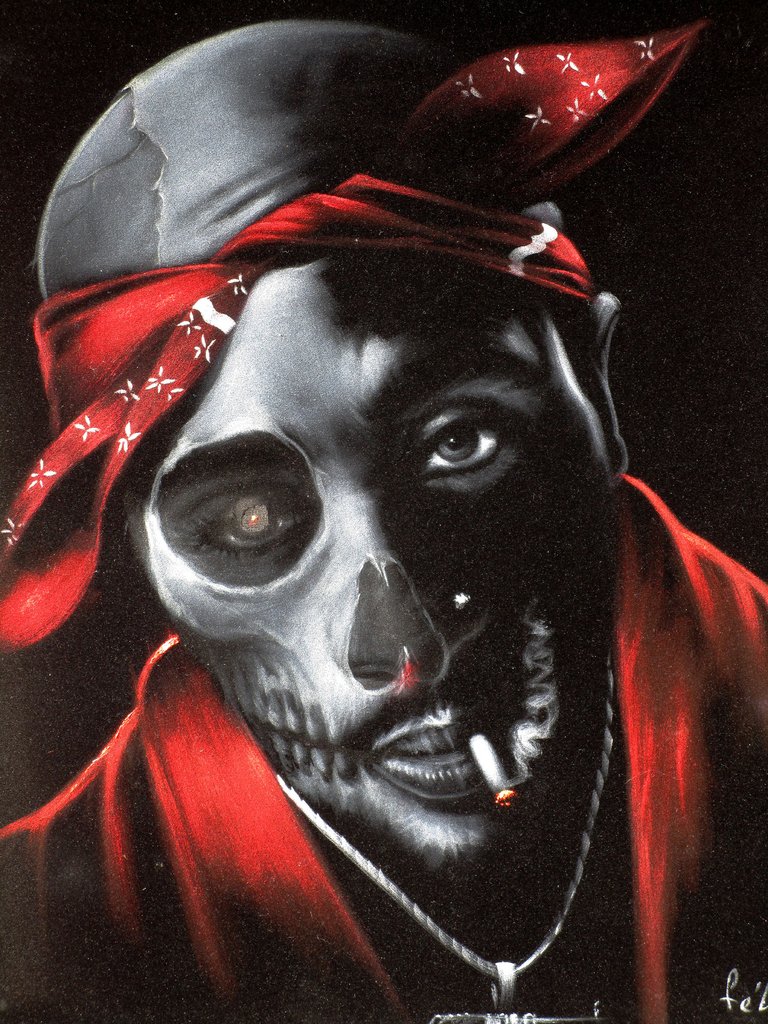 768x1024 Tupac Amaru Shakur Portrait, 2pac, Original Oil Painting On Black - Tupac Painting