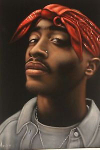 200x300 Tupac Shakur Original Hand Painted Oil Painting Portrait On Black - Tupac Painting
