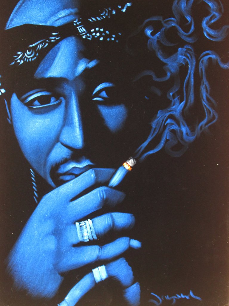 768x1024 Tupac Shakur Portrait 2pac Smoke Cross Original Oil Painting - Tupac Painting
