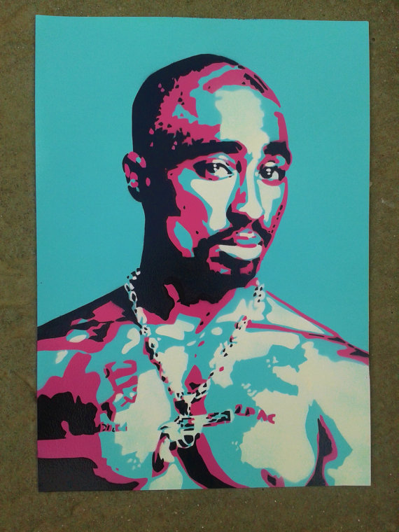570x760 Tupac Painting Canvas Stencil Art Spray Paint Hip Hop Art Rap - Tupac Painting