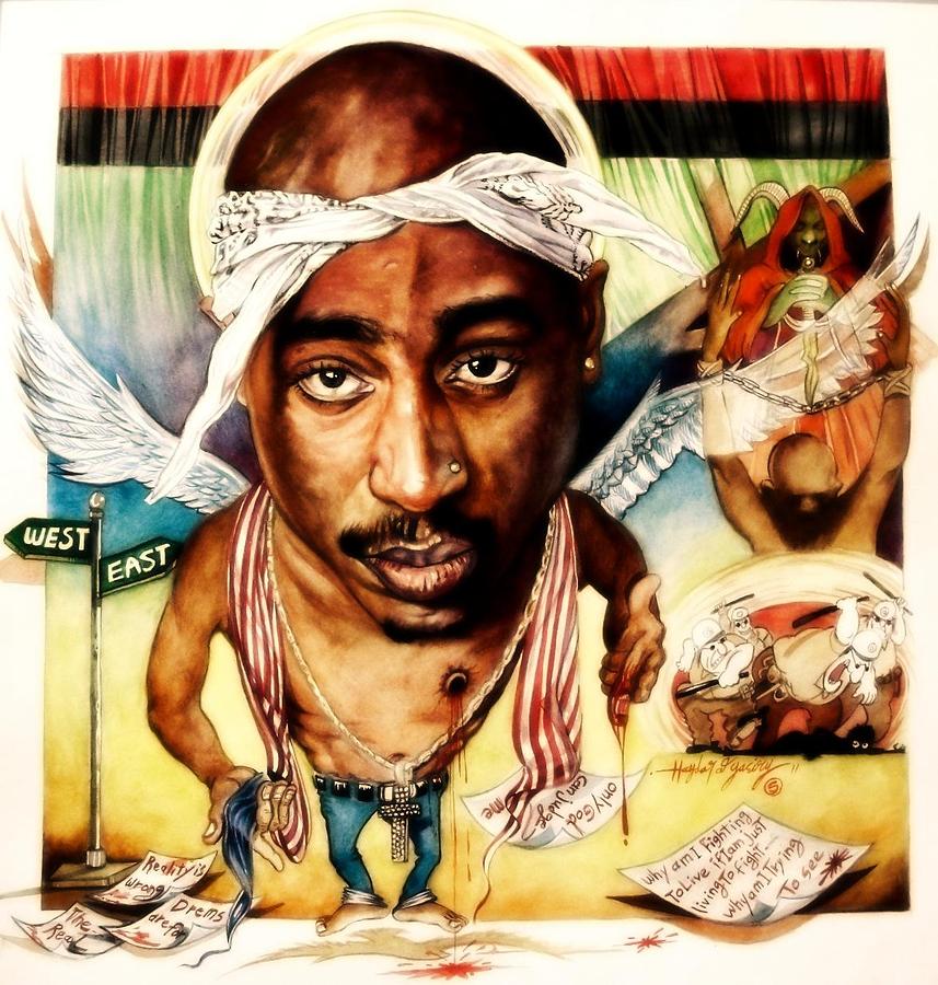 857x900 Tupac Shakur Painting By Haydar Al Yasiry - Tupac Shakur Painting