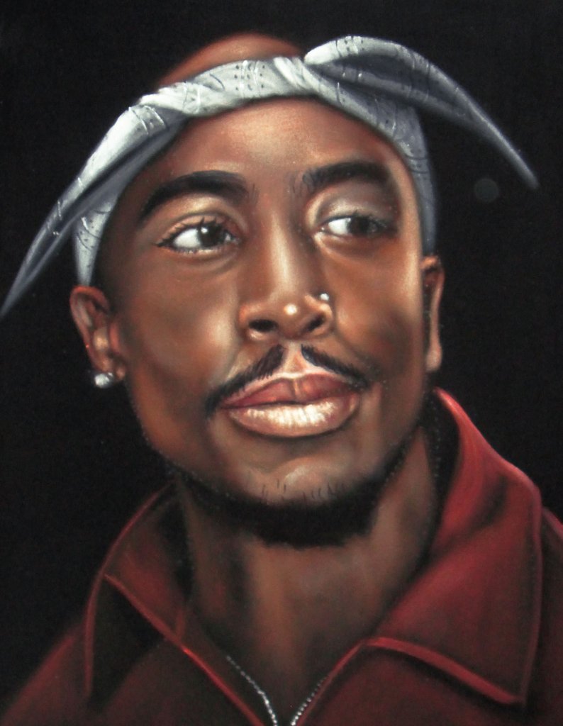 794x1024 Tupac Shakur Portrait , Original Oil Painting On Black Velvet By - Tupac Shakur Painting
