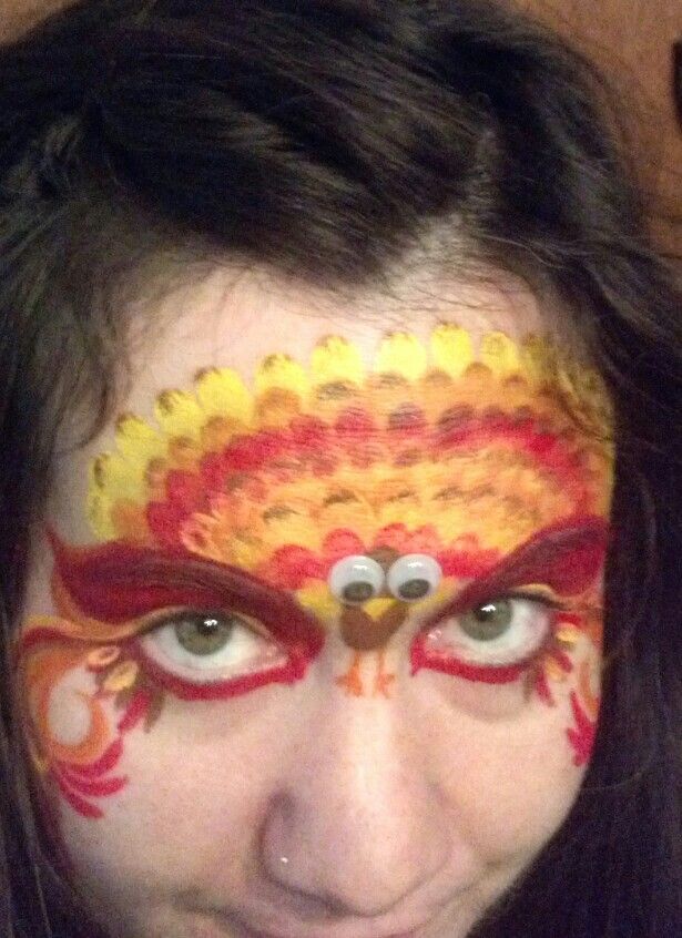 615x846 Turkey Face Paint Thanksgiving Googly Eyes Face Paint, Balloons - Turkey Face Painting