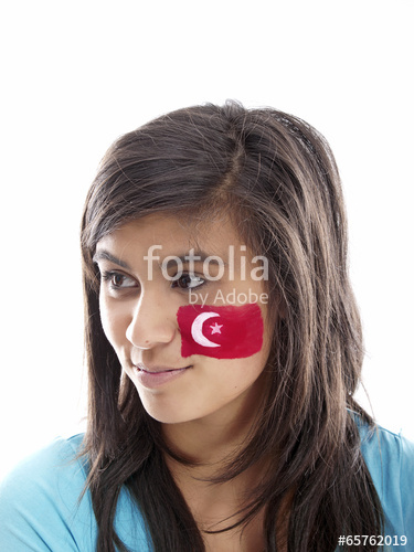 375x500 Girl With Turkish Flag Face Paint Stock Photo And Royalty Free - Turkey Face Painting