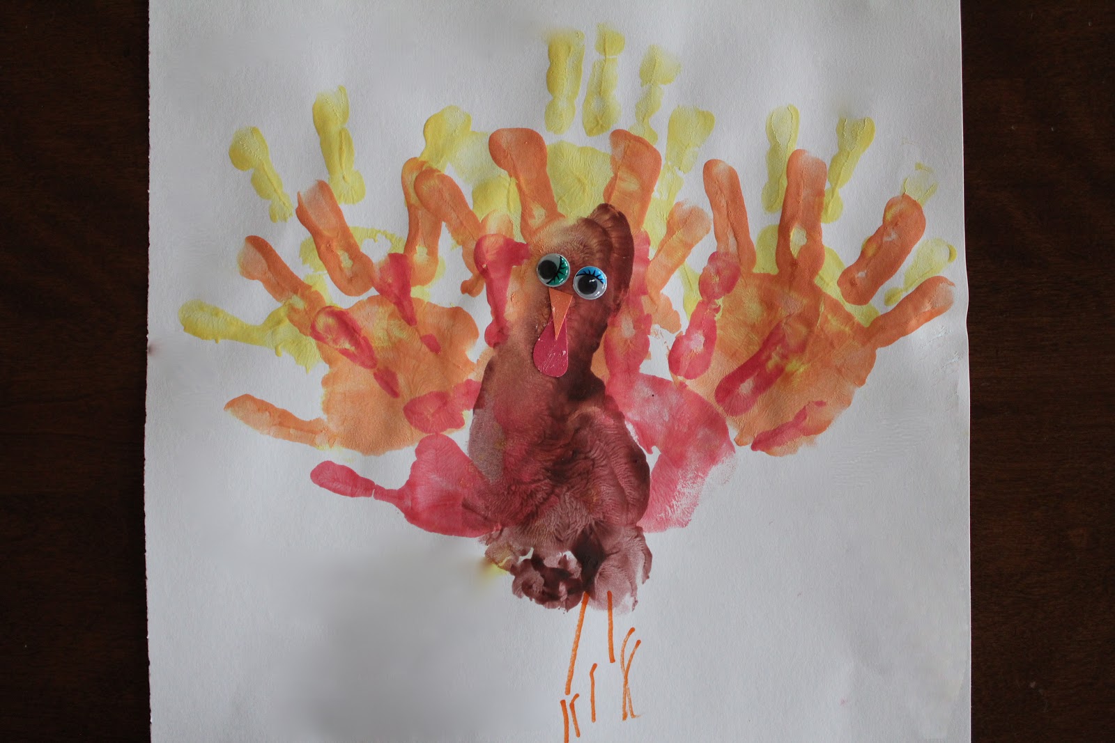 1600x1067 Thanksgiving Turkey Craft - Turkey Hand Painting