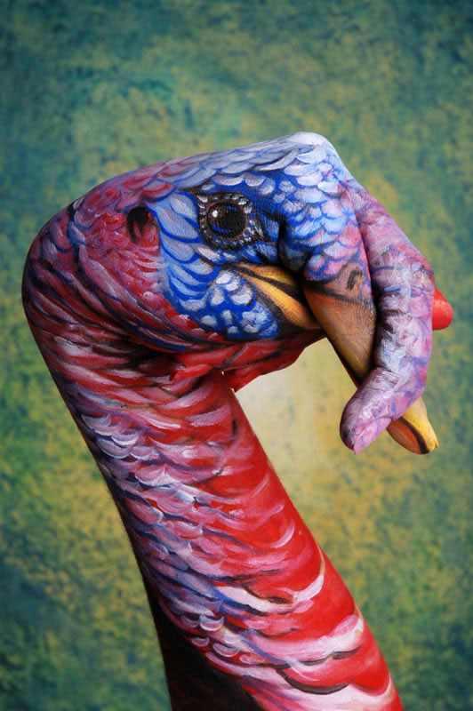532x800 Turkey Hand Painting By Guido Daniele An Optical Illusion - Turkey Hand Painting
