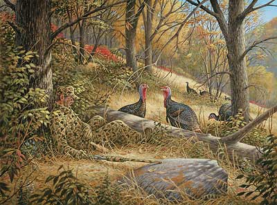 400x297 Turkey Art Wild Wings - Turkey Hunting Painting