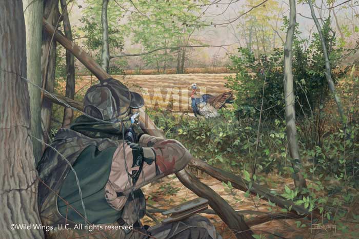 700x466 Turkey Hunter Painting By L. Beckstein Wild Wings - Turkey Hunting Painting