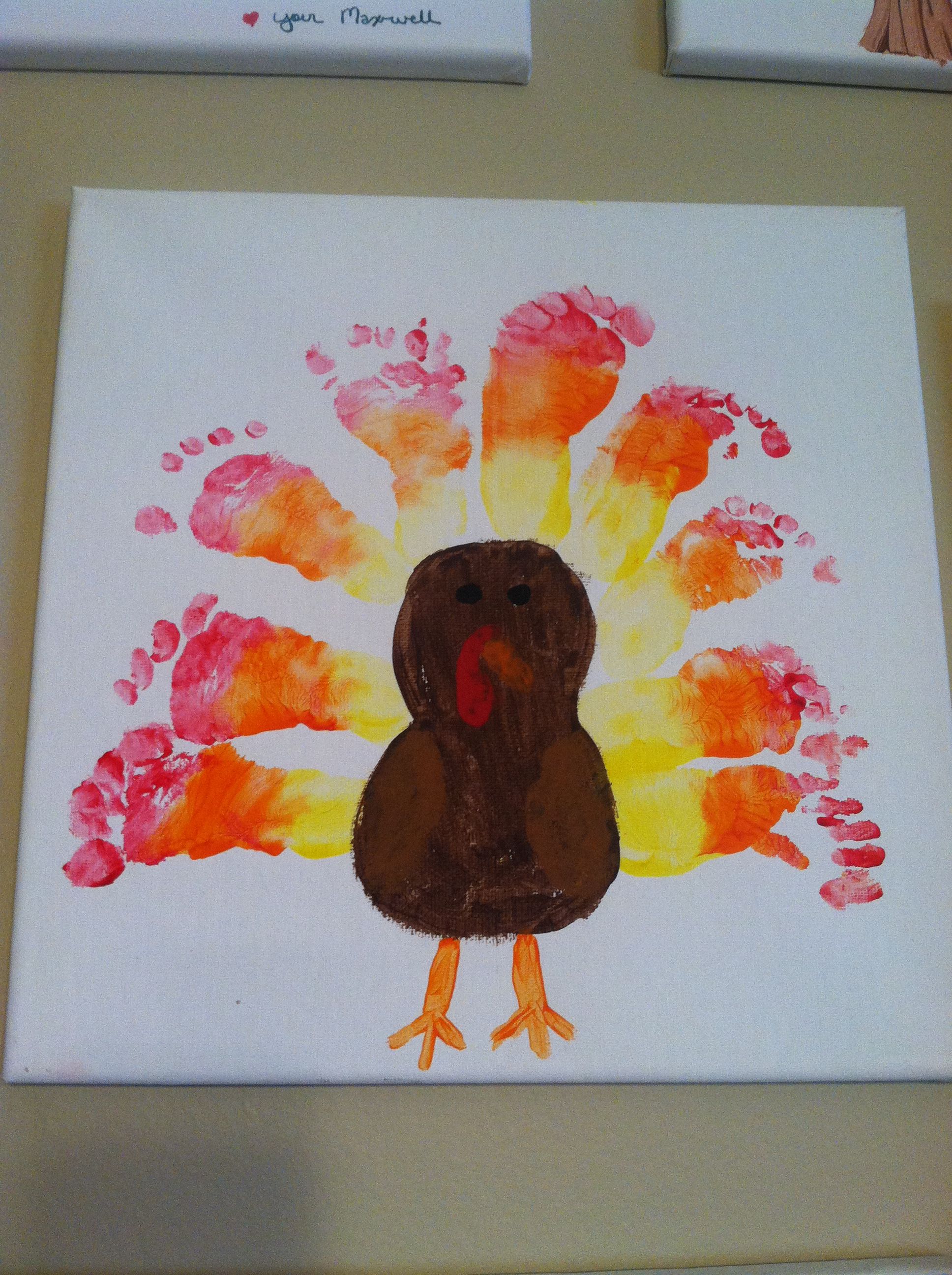 1936x2592 Footprint Turkey For Tiny Feet They'Re Easier To Paint - Turkey Painting For Kids