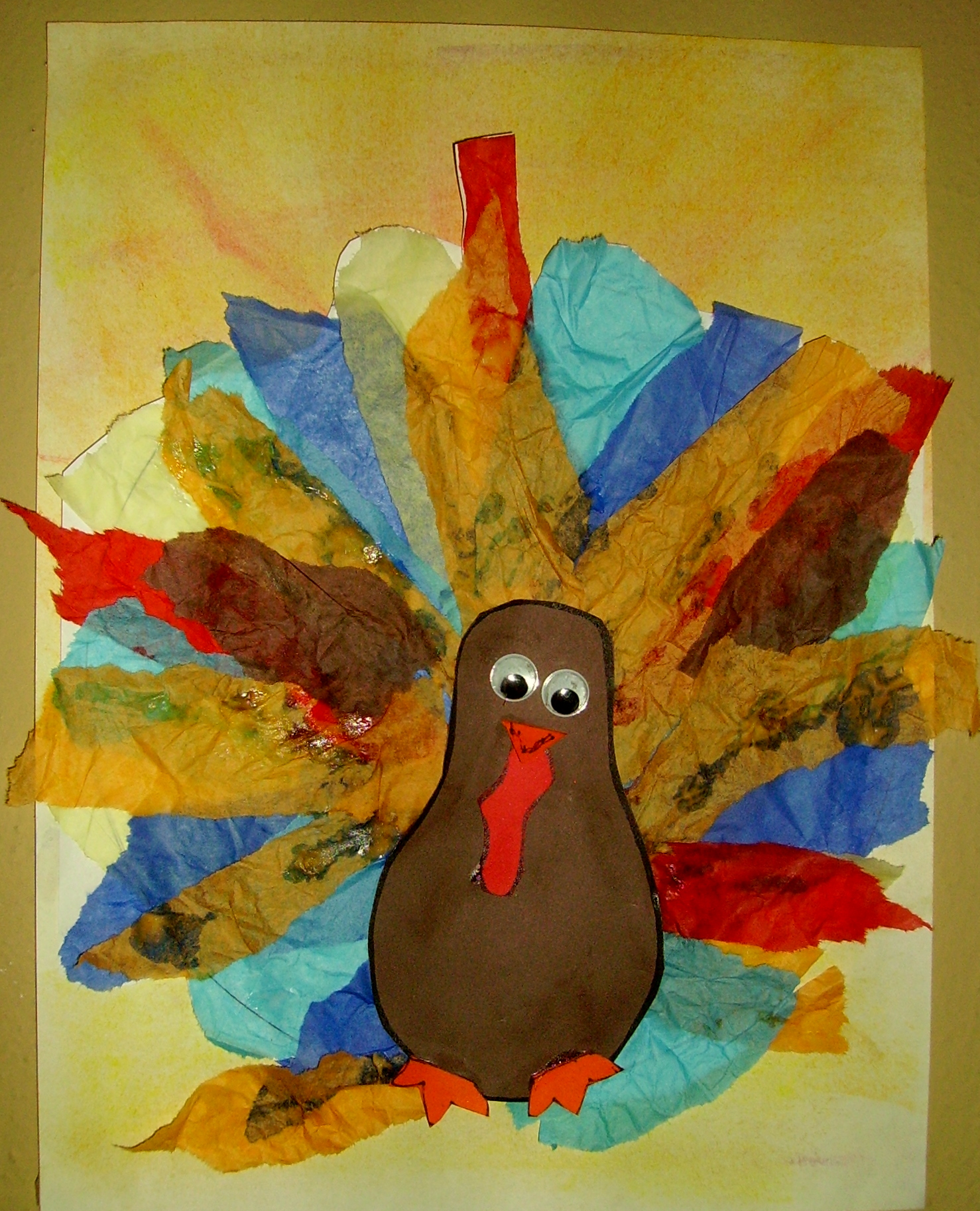 1478x1826 Tissue Paper Turkey Kids Amp Glitter - Turkey Painting For Kids