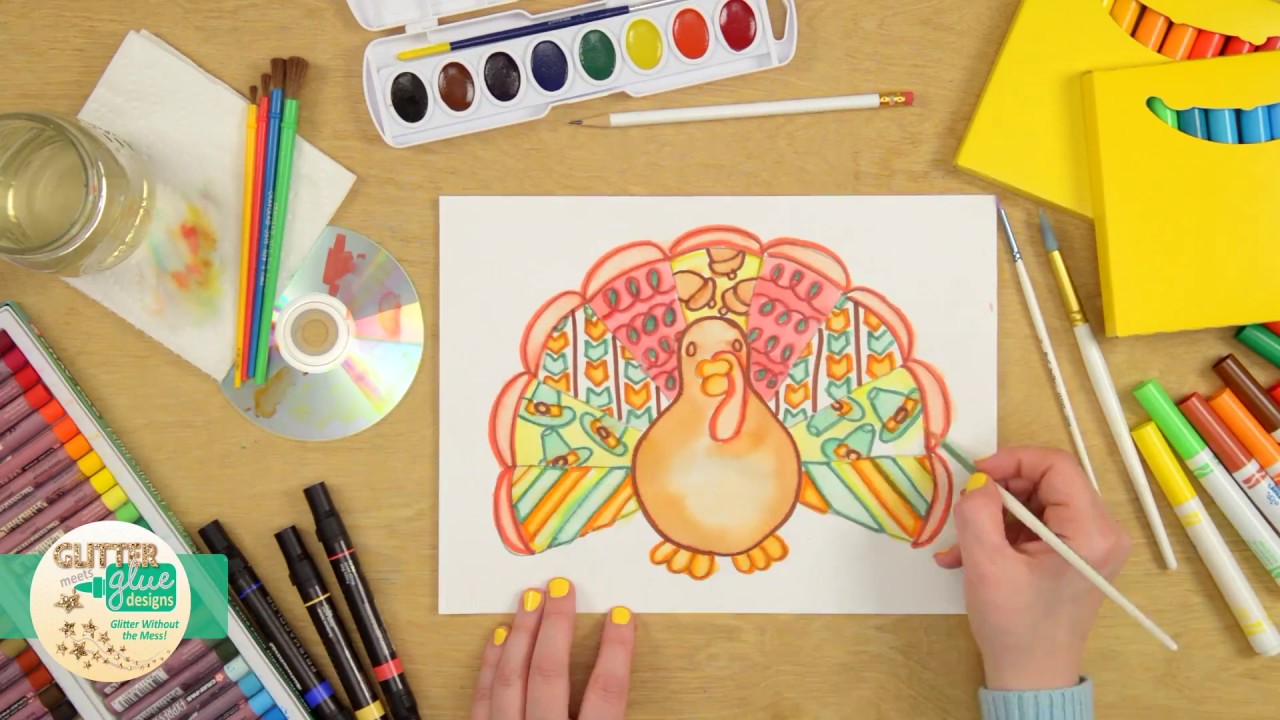 1280x720 Art For Kids Thanksgiving Turkey Marker Painting Art Lesson - Turkey Painting For Kids