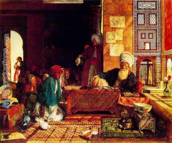 600x497 A Turkish School In The Vicinity Of Cairo By John Frederick Lewis - Turkish Painting