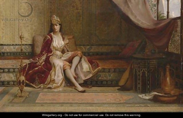 640x412 A Turkish Beauty With A Narguile - Turkish Painting