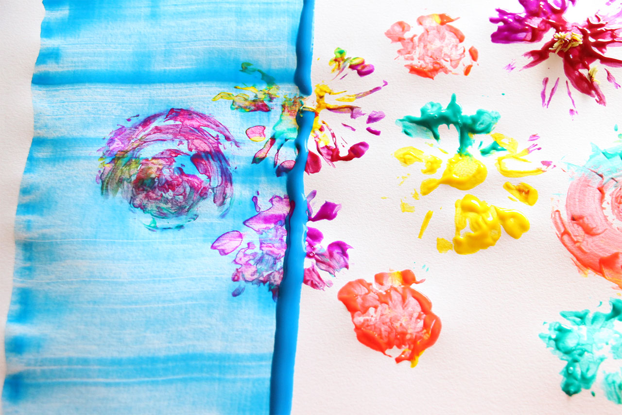 1280x853 Flower Print + Scrape Painting Playful Learning - Turquoise Flower Painting