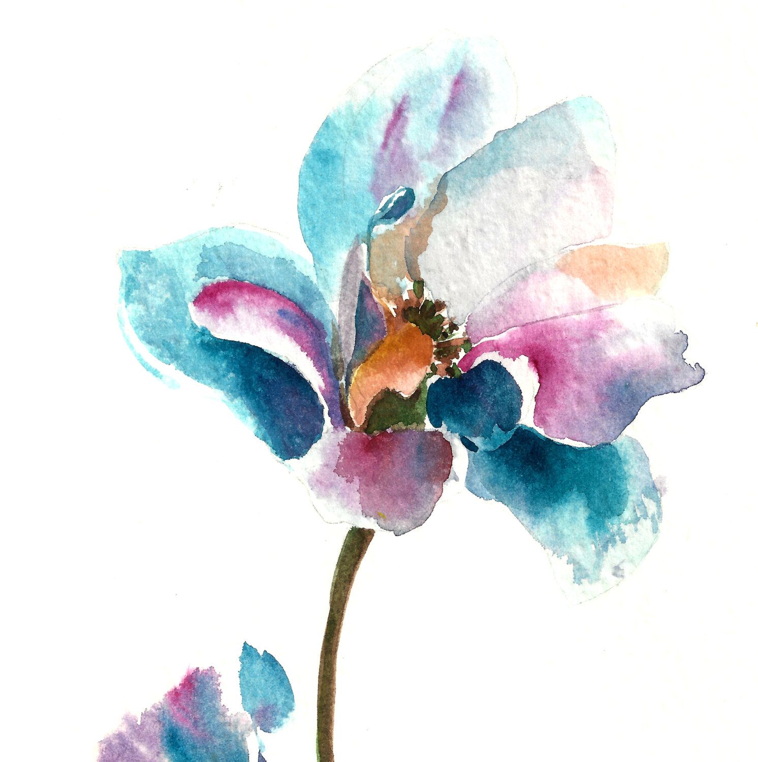 Turquoise Flower Painting at PaintingValley.com | Explore collection of ...