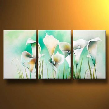 350x350 Turquoise Meadow Modern Canvas Art Wall Decor Floral Oil Painting - Turquoise Flower Painting