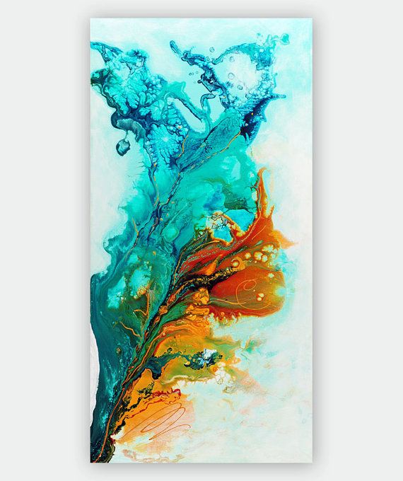 570x680 Large Abstract Painting, Abstract Art Print, Blue, Turquoise, Teal - Turquoise Painting