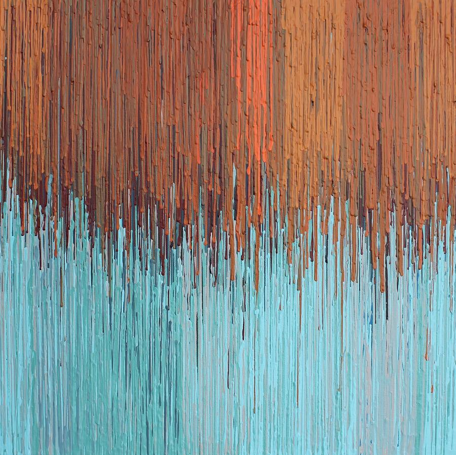 900x898 Orange Turquoise Painting By Kate Tesch - Turquoise Painting