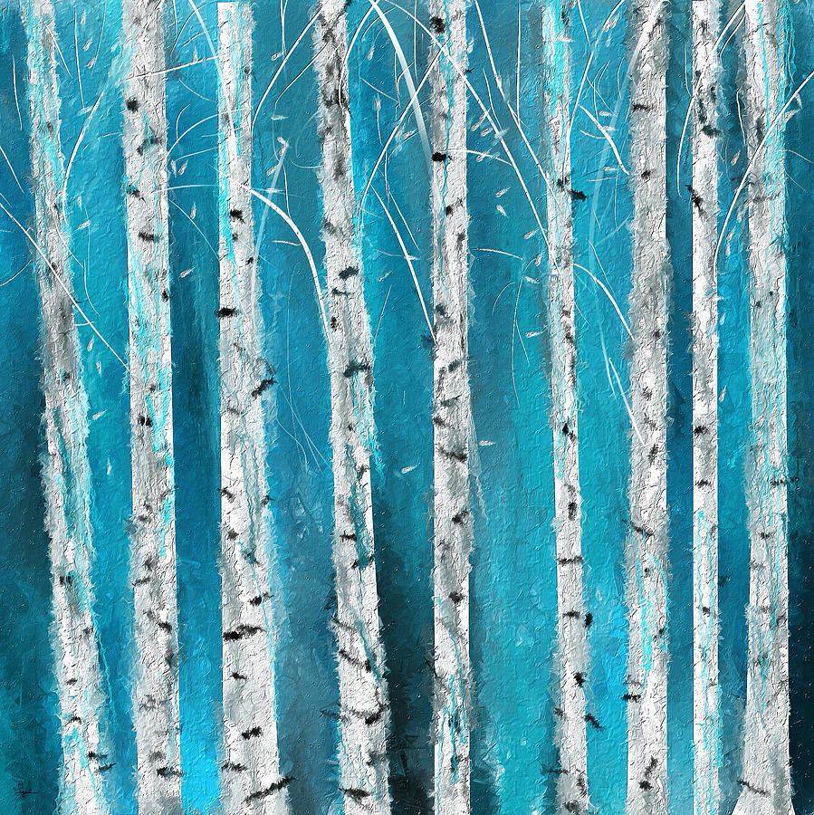 899x900 White Birch Paintings Fine Art America - Turquoise Painting