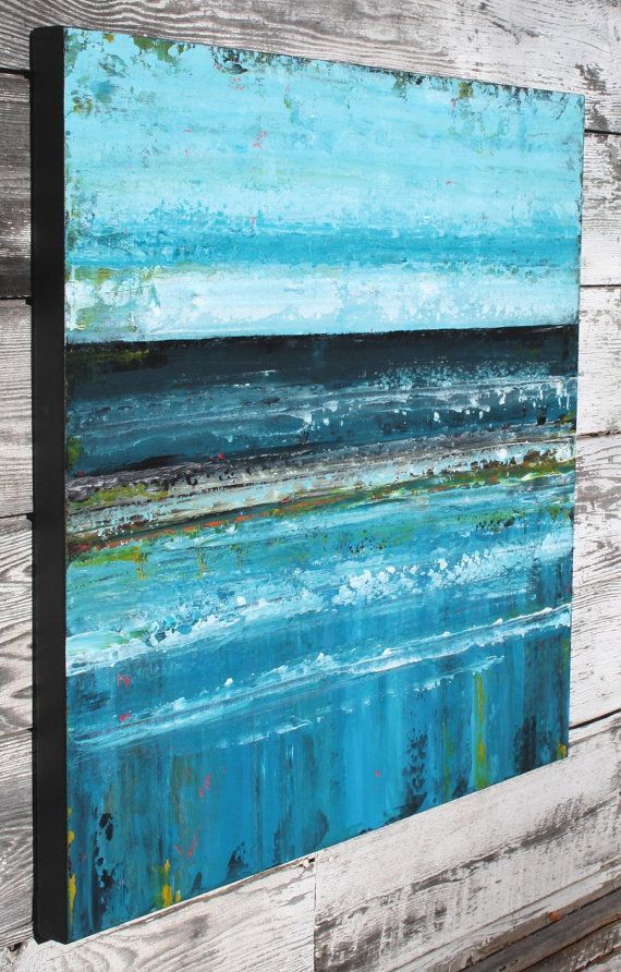 570x892 Free Ship Large Abstract Painting, Landscape Painting, Foothills - Turquoise Painting