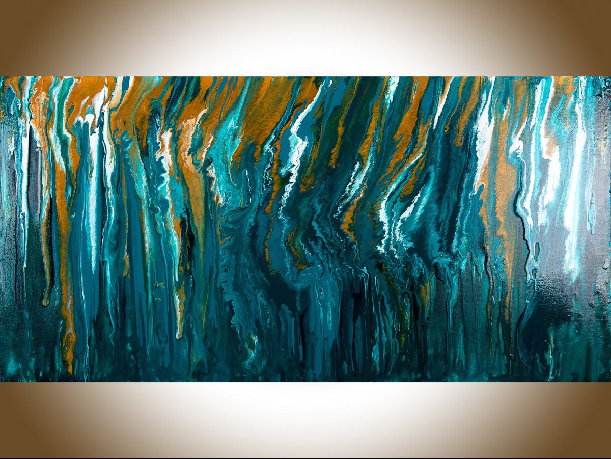 1200x901 Fusion By Qiqigallery 48x24 Fluid Art Fluid Painting Turquoise - Turquoise Painting