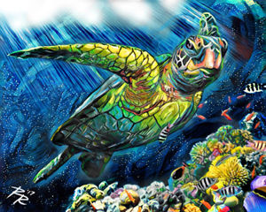 300x240 Sea Turtle Art, Ocean Canvas Art, Turtle Painting Canvas Print - Turtle Canvas Painting