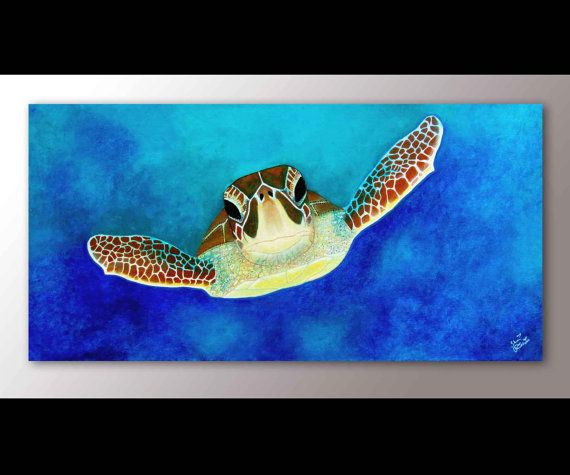 570x475 Sea Turtle Painting - Turtle Canvas Painting