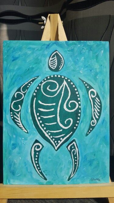 374x664 Turtle Acrylic On Canvas My Paintings - Turtle Canvas Painting