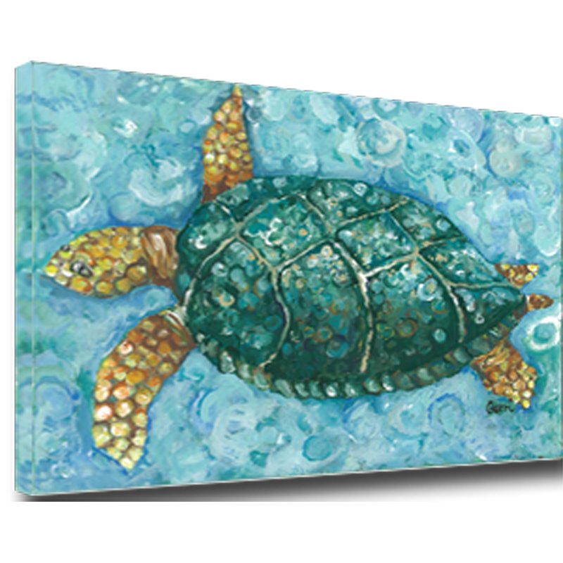 800x800 Beachcrest Home Aqua Sea Turtle' Cotton Painting Print On Canvas - Turtle Canvas Painting