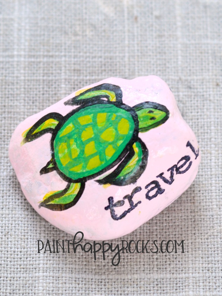 750x1000 Rock Painting Ideas Swimming Sea Turtle - Turtle Painting Rock