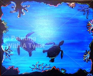 366x300 Sea Turtle Silhouette - Turtle Silhouette Painting