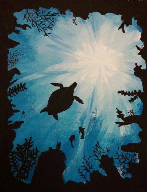489x639 Turtle Painting Turtle Silhouette Silhouette Painting Acrylic - Turtle Silhouette Painting