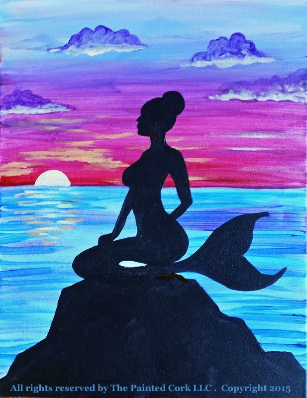 617x800 View All Painting Class Portfolio Pieces Of The Painted Cork - Turtle Silhouette Painting