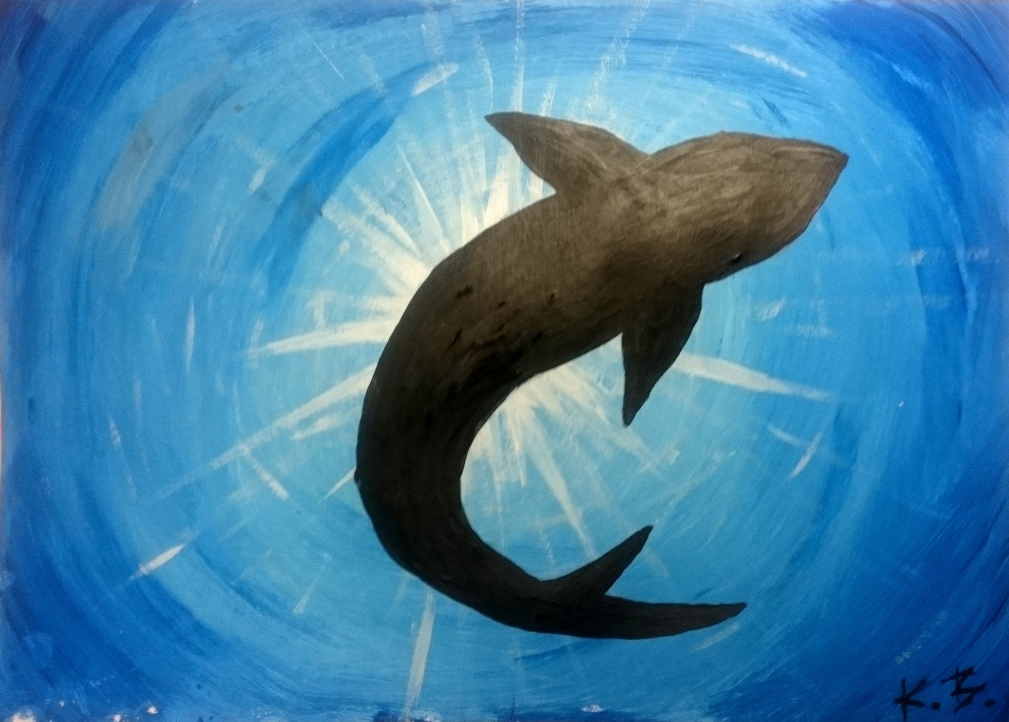 2071x1482 White Shark Silhouette - Turtle Silhouette Painting