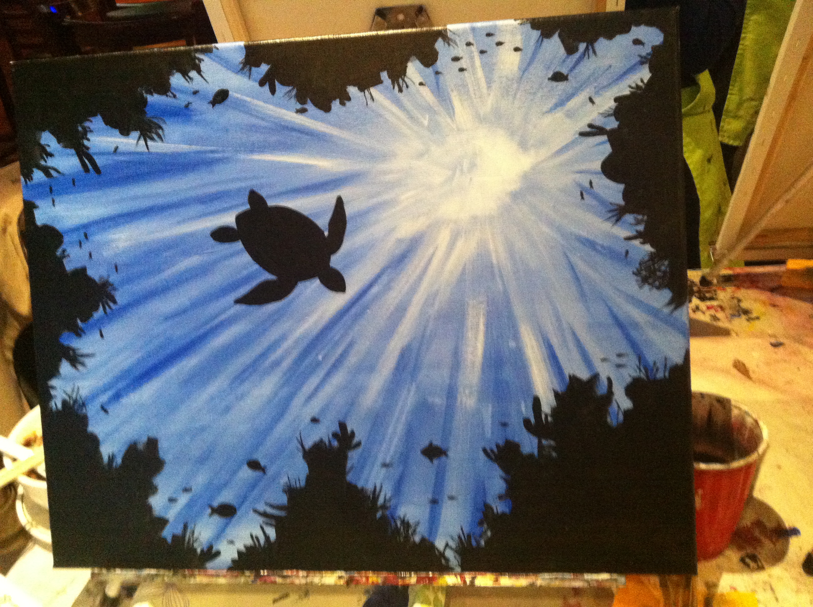 2592x1936 Paint Nite It's An Exciting World - Turtle Silhouette Painting