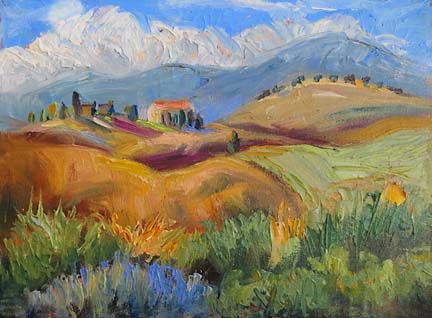 432x318 Niki Gulley Tuscan Landscape Painting - Tuscan Landscape Painting
