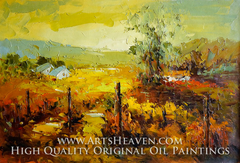 820x556 Reproduction Painting Various Artist Houses In Tuscany Landscape - Tuscan Landscape Painting