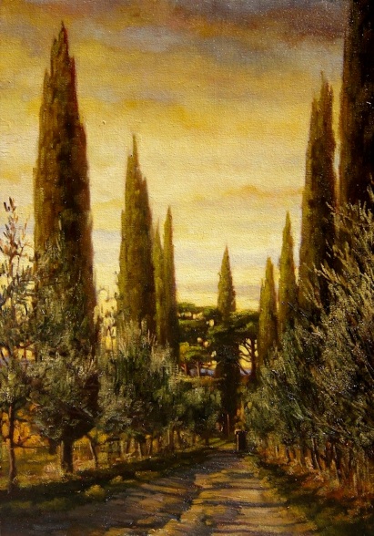 411x588 Caroline Zimmermann - Tuscan Landscape Painting
