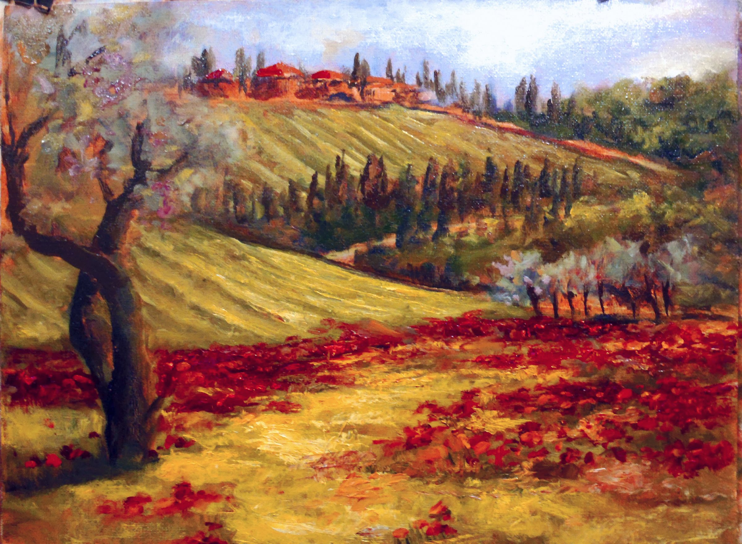 Tuscan Landscape Painting at PaintingValley.com | Explore collection of ...