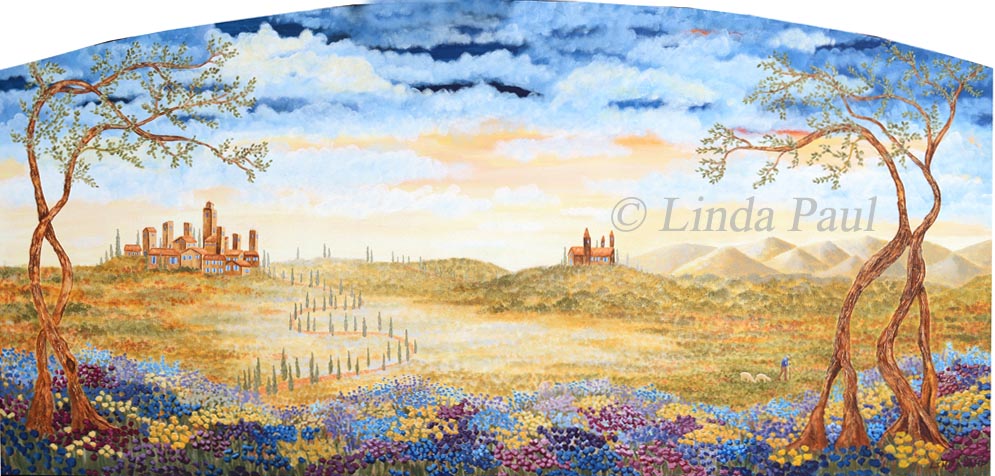 995x476 Fields Of Tuscany Original Impressionist Landscape Painting - Tuscan Landscape Painting