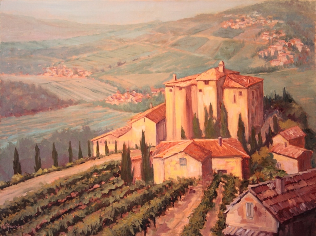1024x763 Impressionist Oil Painting Of A Tuscan Vineyard By Ellie - Tuscan Oil Painting Canvas