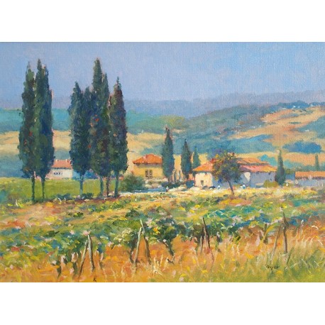 458x458 Tuscan Farm In The Warmth Of The Day. By Ted Dyer. Original Painting. - Tuscan Oil Painting Canvas